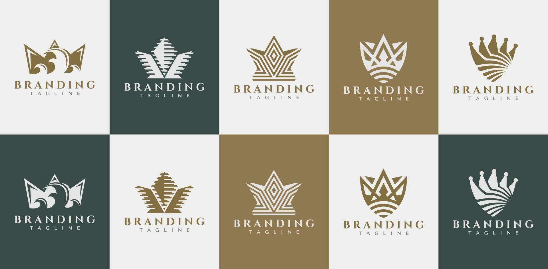 Modern line geometric abstract crown logo design. Luxury king crown logo brand. vector