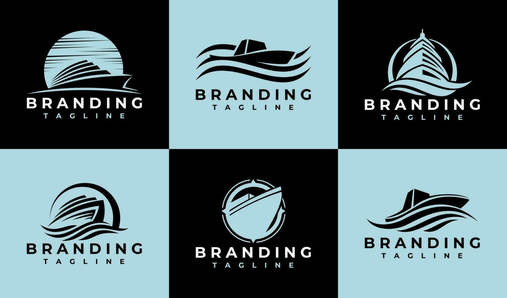 lujo resumen mar crucero logo diseño colocar. elegancia Oceano Embarcacion logo marca. vector