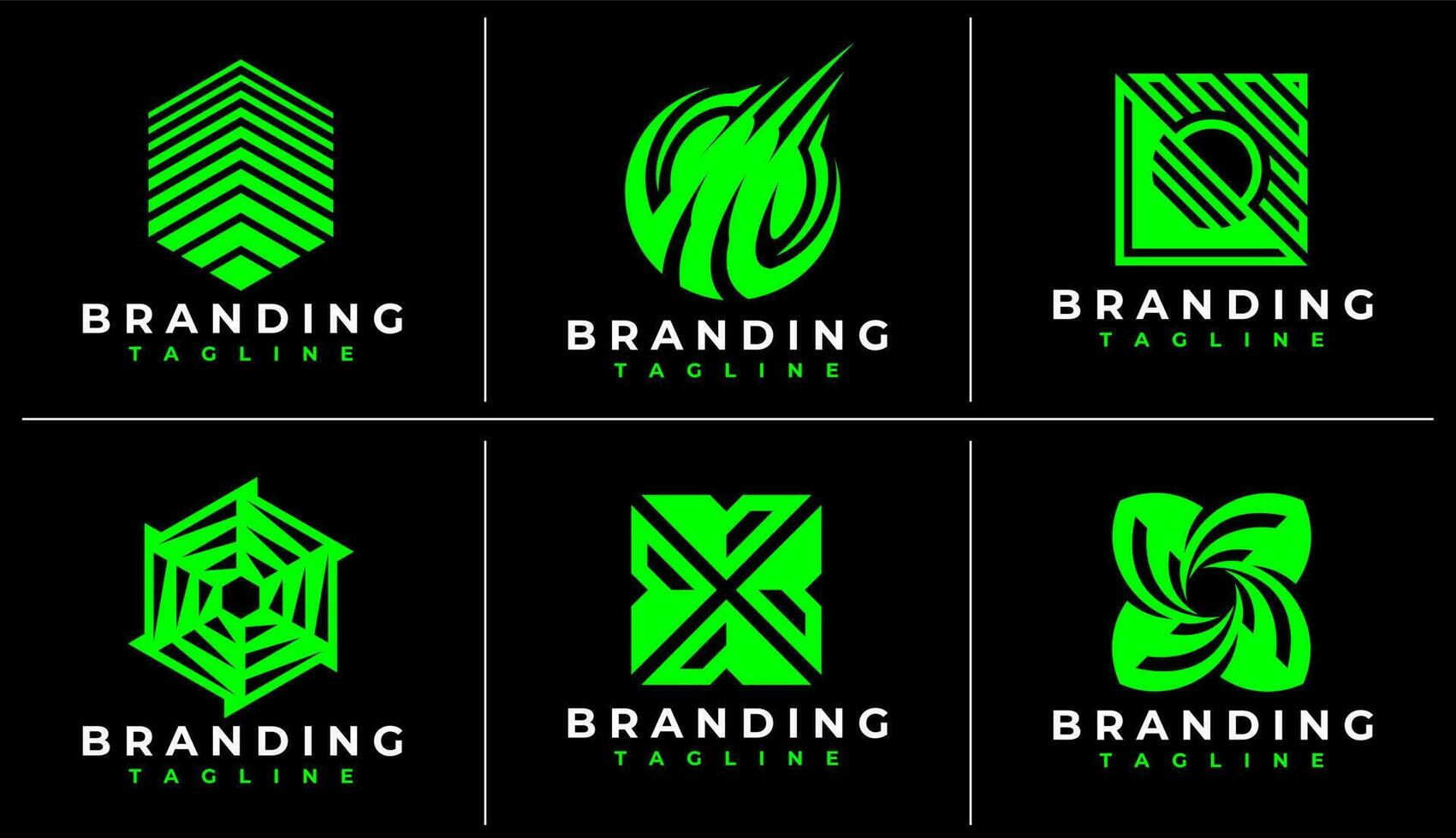 Minimalist digital abstract logo design branding. Modern technology logo bundle. vector