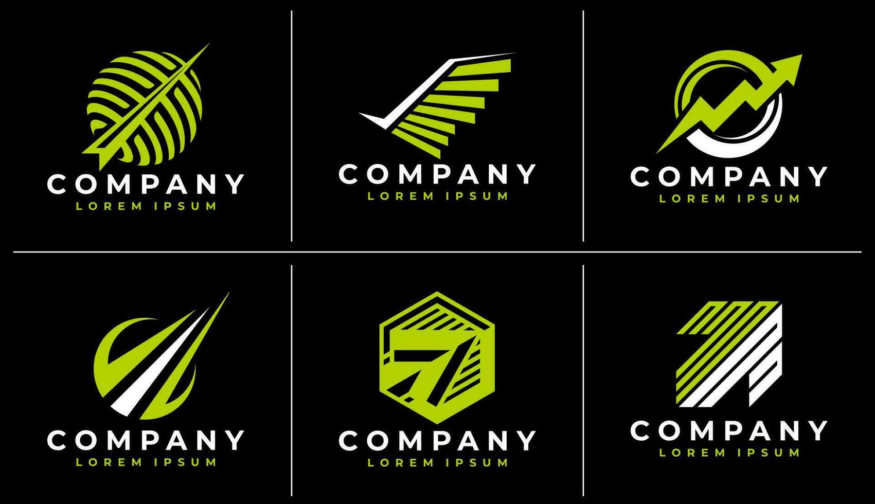 Set of abstract financial consulting logo design. Modern upside arrow logo brand. vector