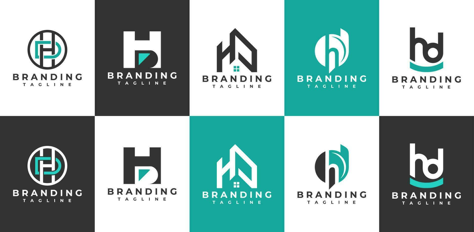 Minimalist business letter H D HD DH logo design. Simple abstract initial DH HD. vector
