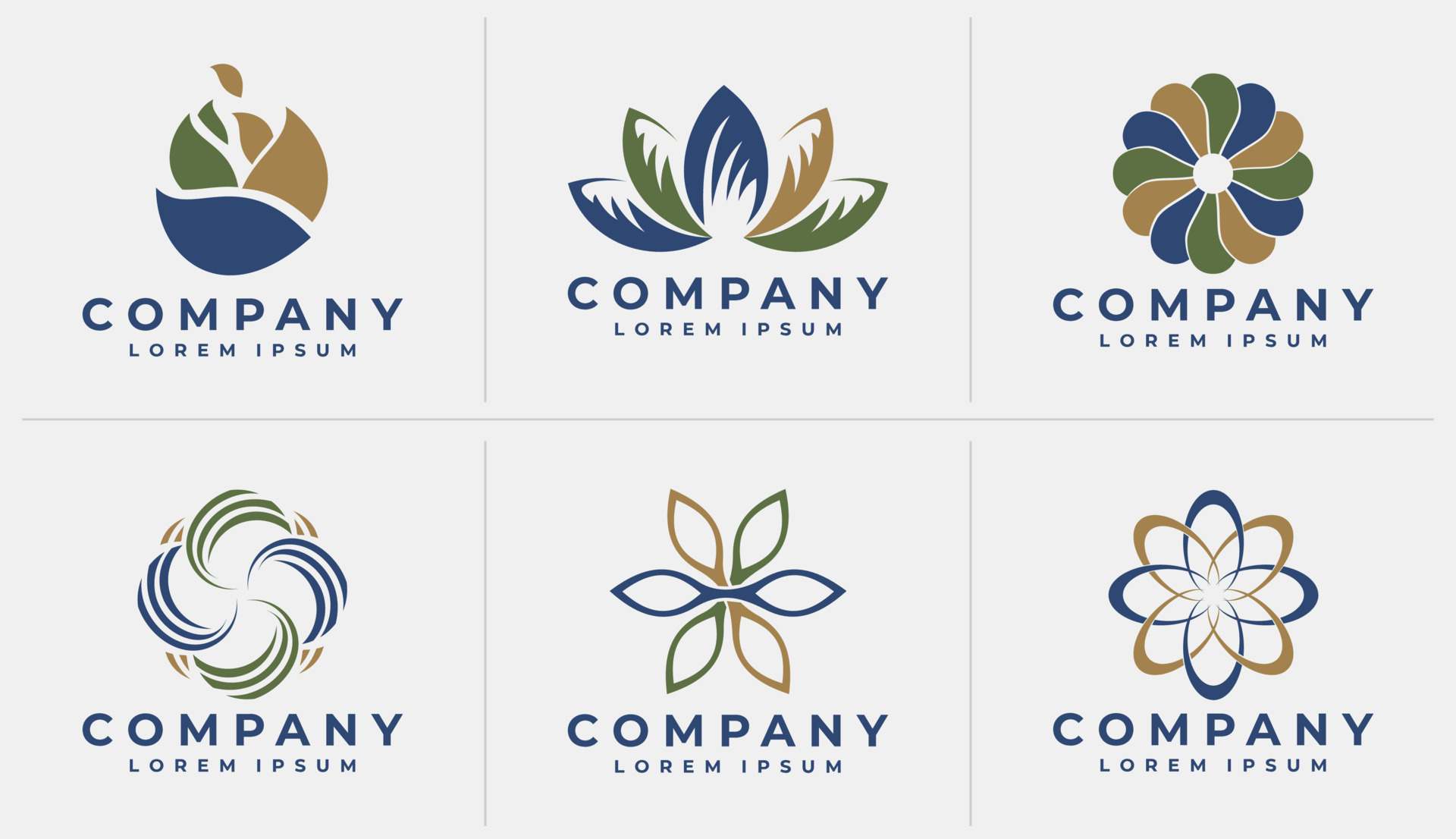 Minimalist abstract flower logo design bundle. Luxury nature floral