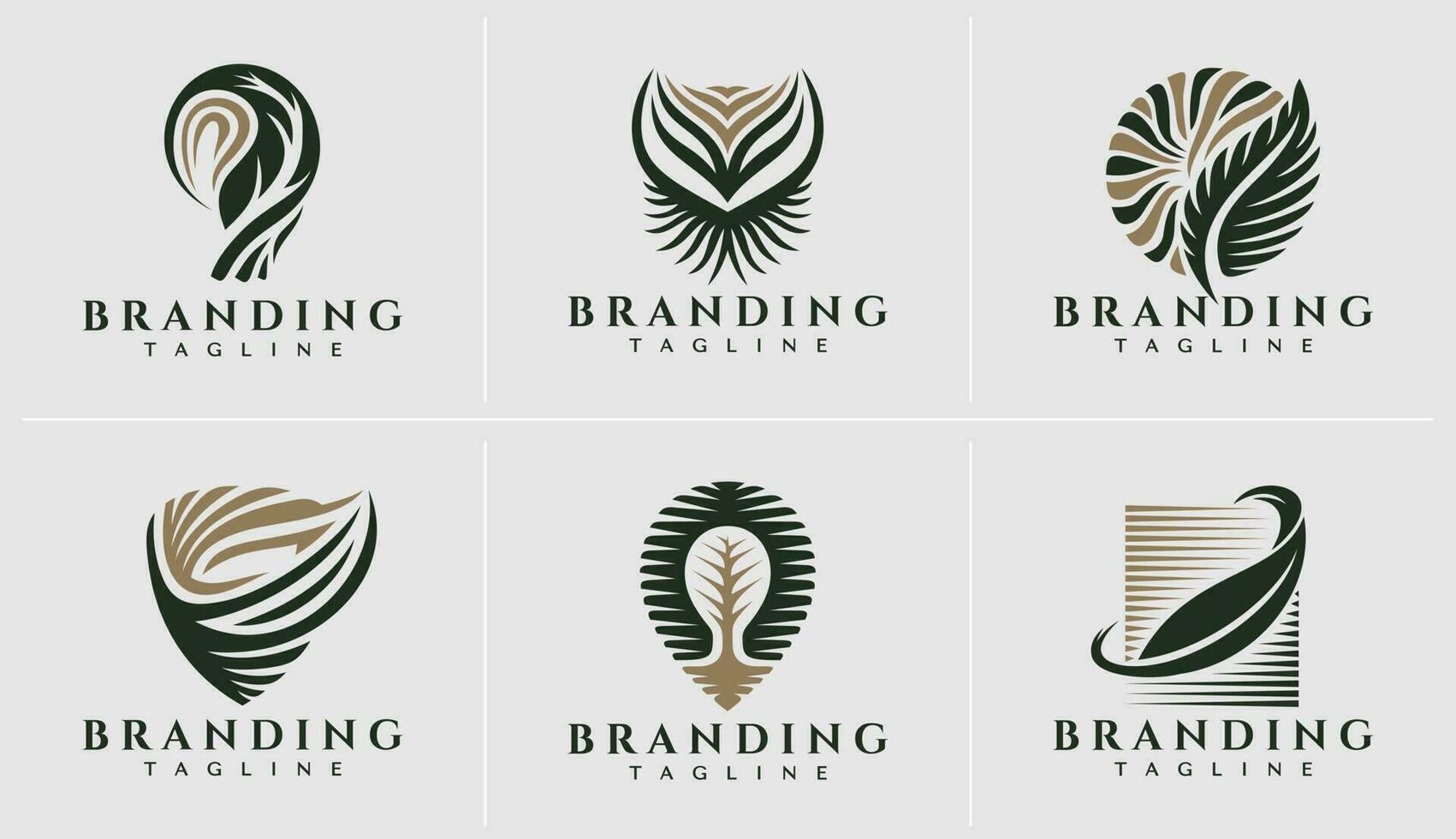 Luxury green eco organic leaf logo design set. Elegance nature plant logo brand. vector