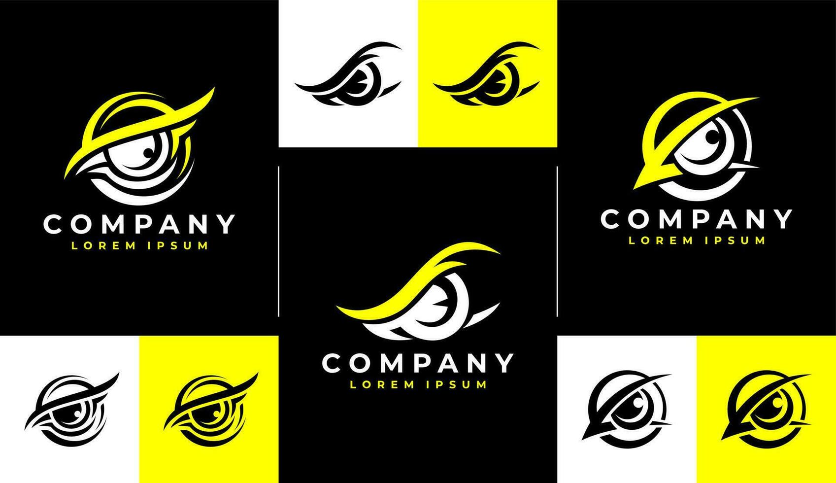 Modern technology bird eye logo design. Digital line gaming eye logo mascot. vector