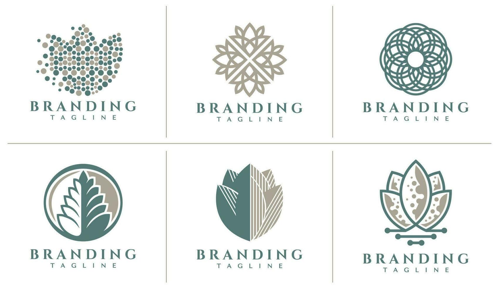 Luxury geometric nature petal flower logo design set. Decorative floral logo. vector