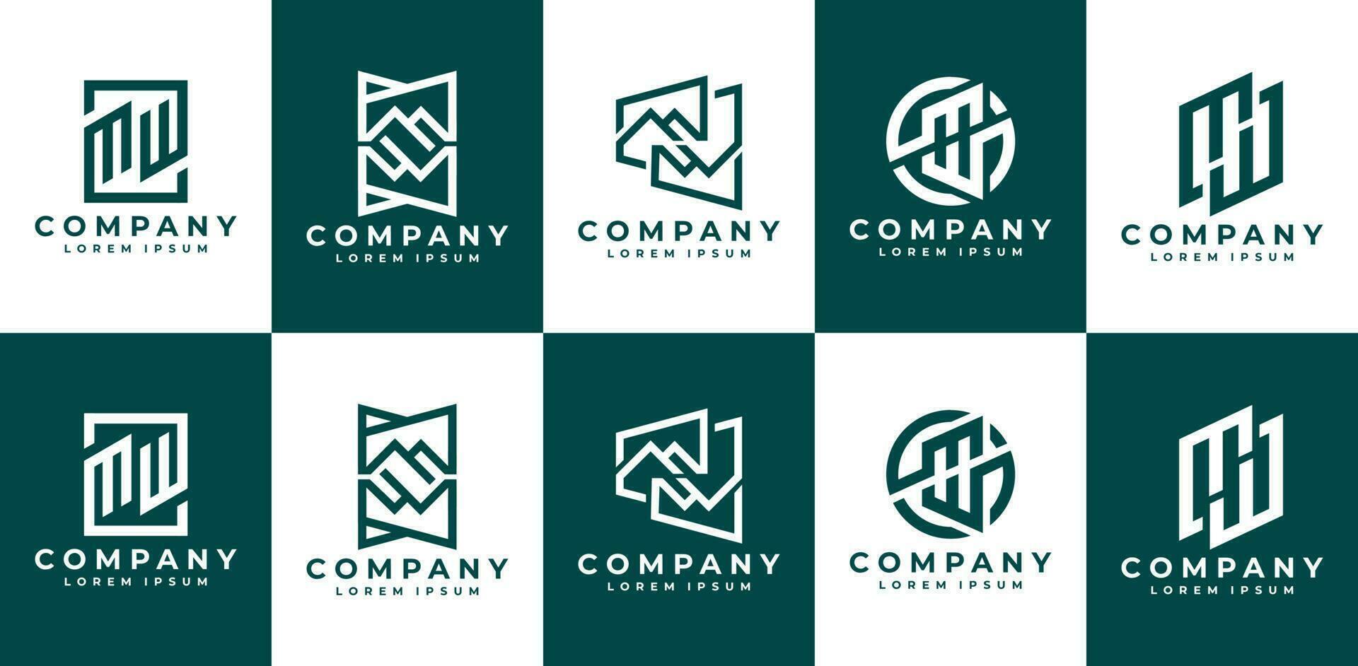 Modern geometric line initial M W MW logo design. Company letter MW logo brand vector