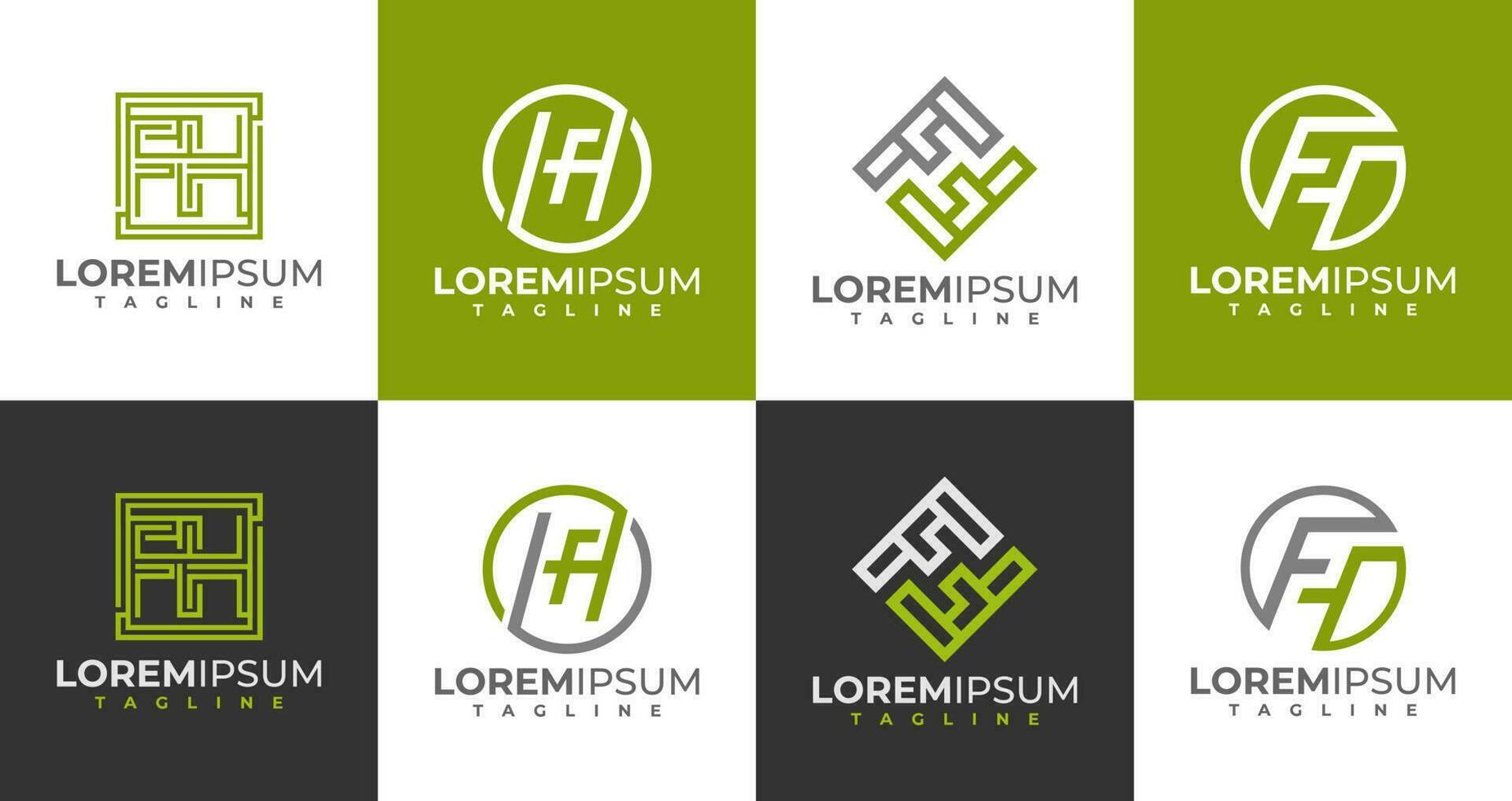 Modern line letter F H FH logo design template. Minimalist initial FH HF logo. vector