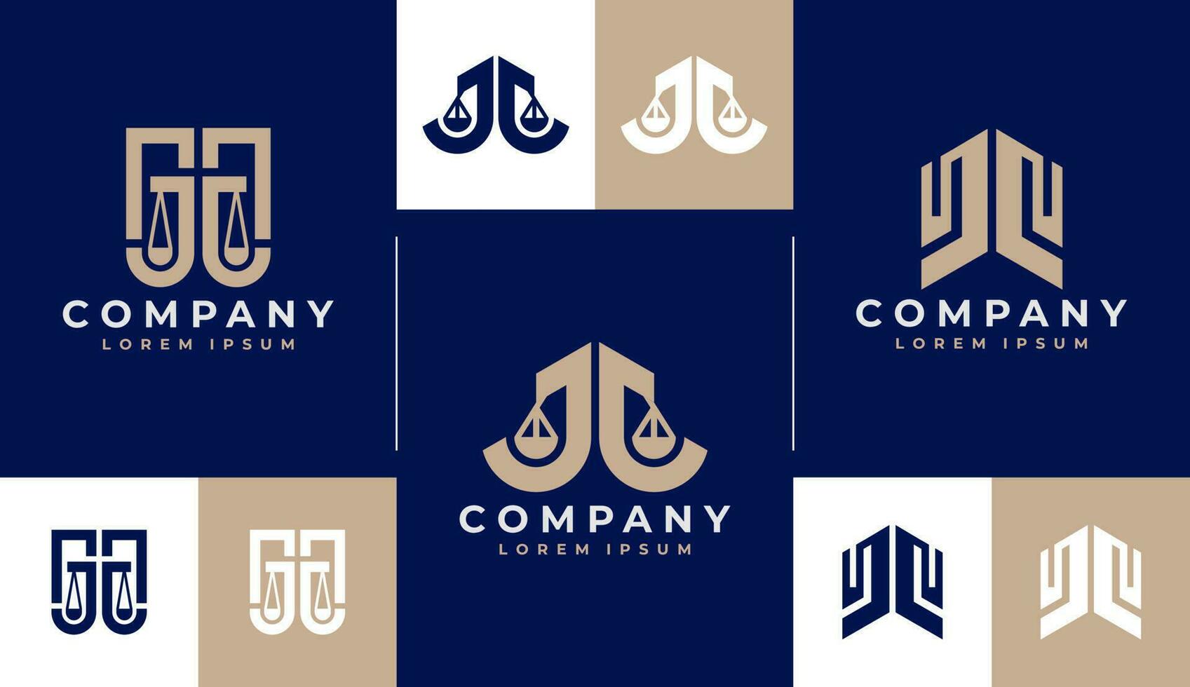 Luxury line geometry lawyer letter J JJ logo design. Elegant law initial JJ logo. vector