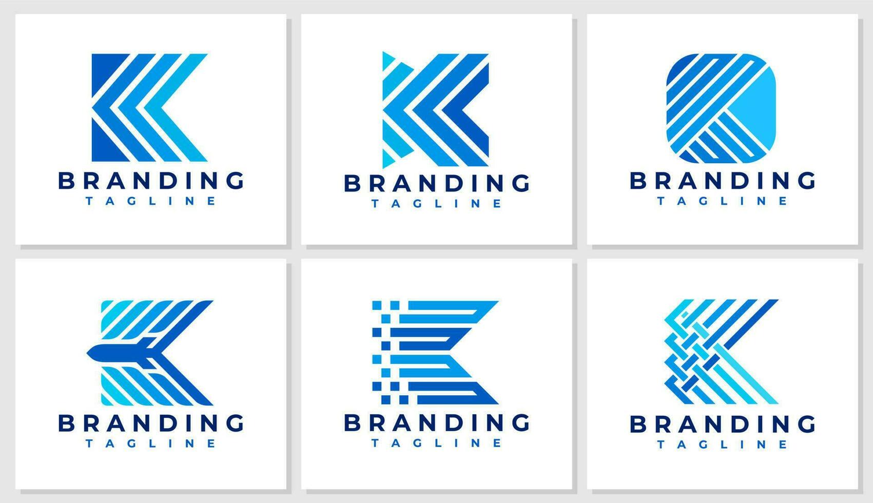 Modern digital line letter K logo design set. Technology cyber initial K logo. vector