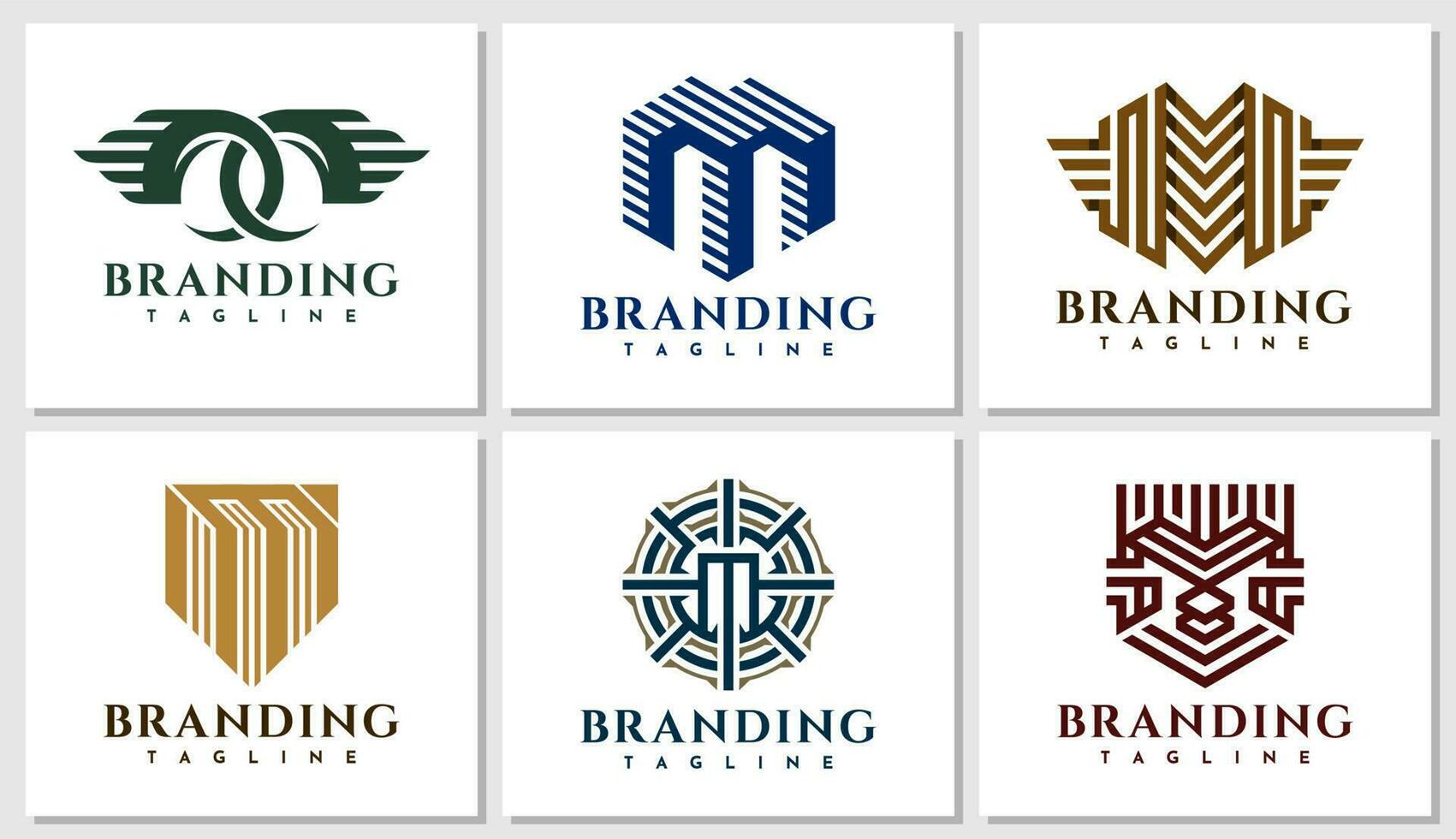 Set of geometric line company letter M logo design. Luxury initial M logo brand. vector