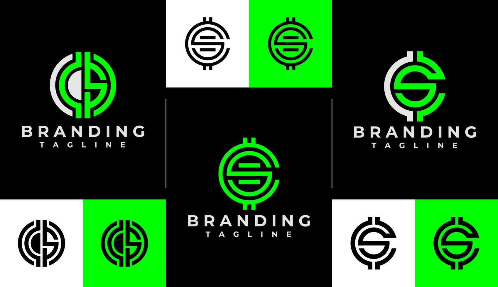 Digital coin letter C S CS logo design. Modern technology initial CS SC logo. vector