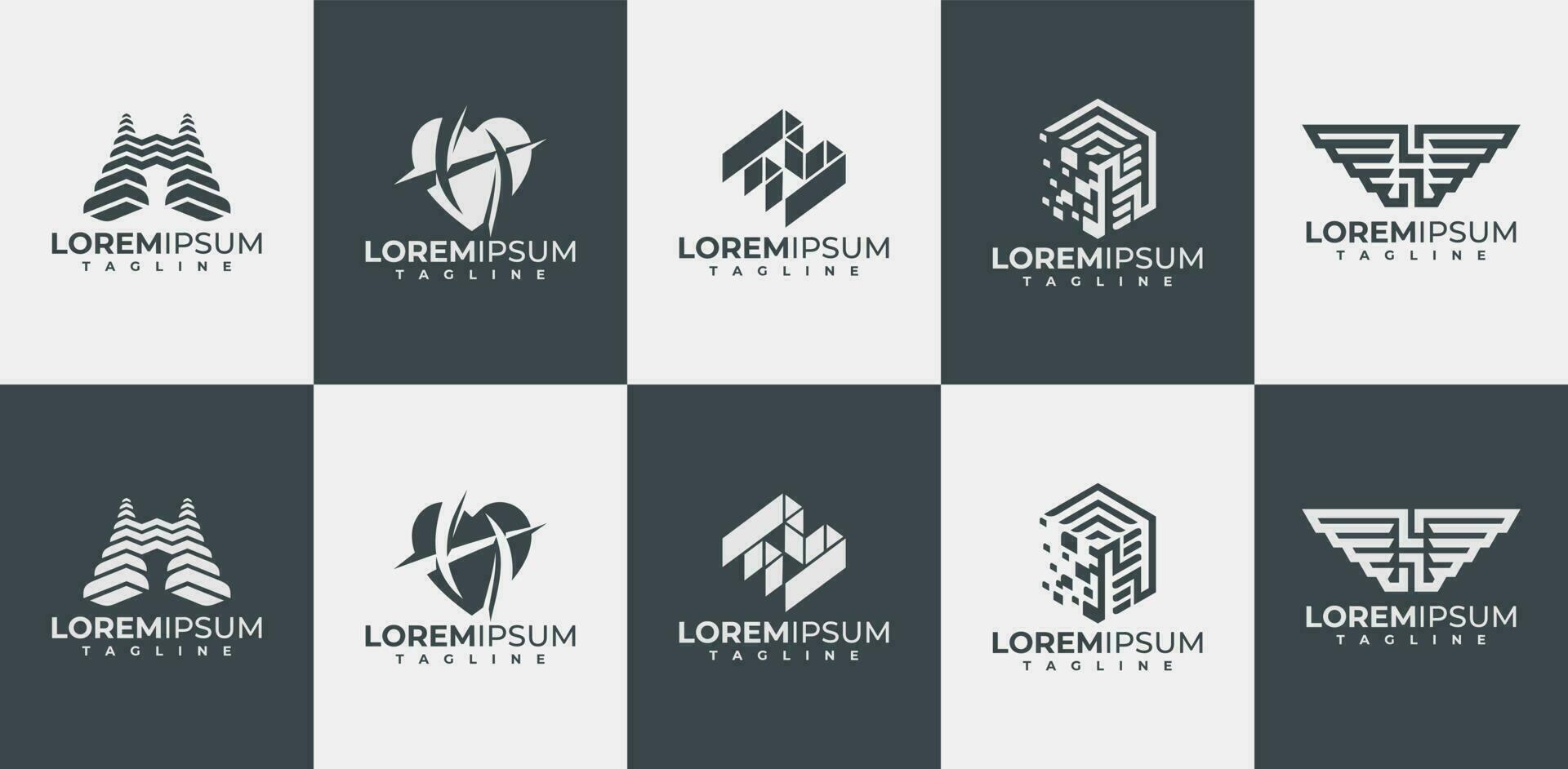 conjunto de resumen línea letra h logo diseño. moderno inicial h logo marca modelo. vector