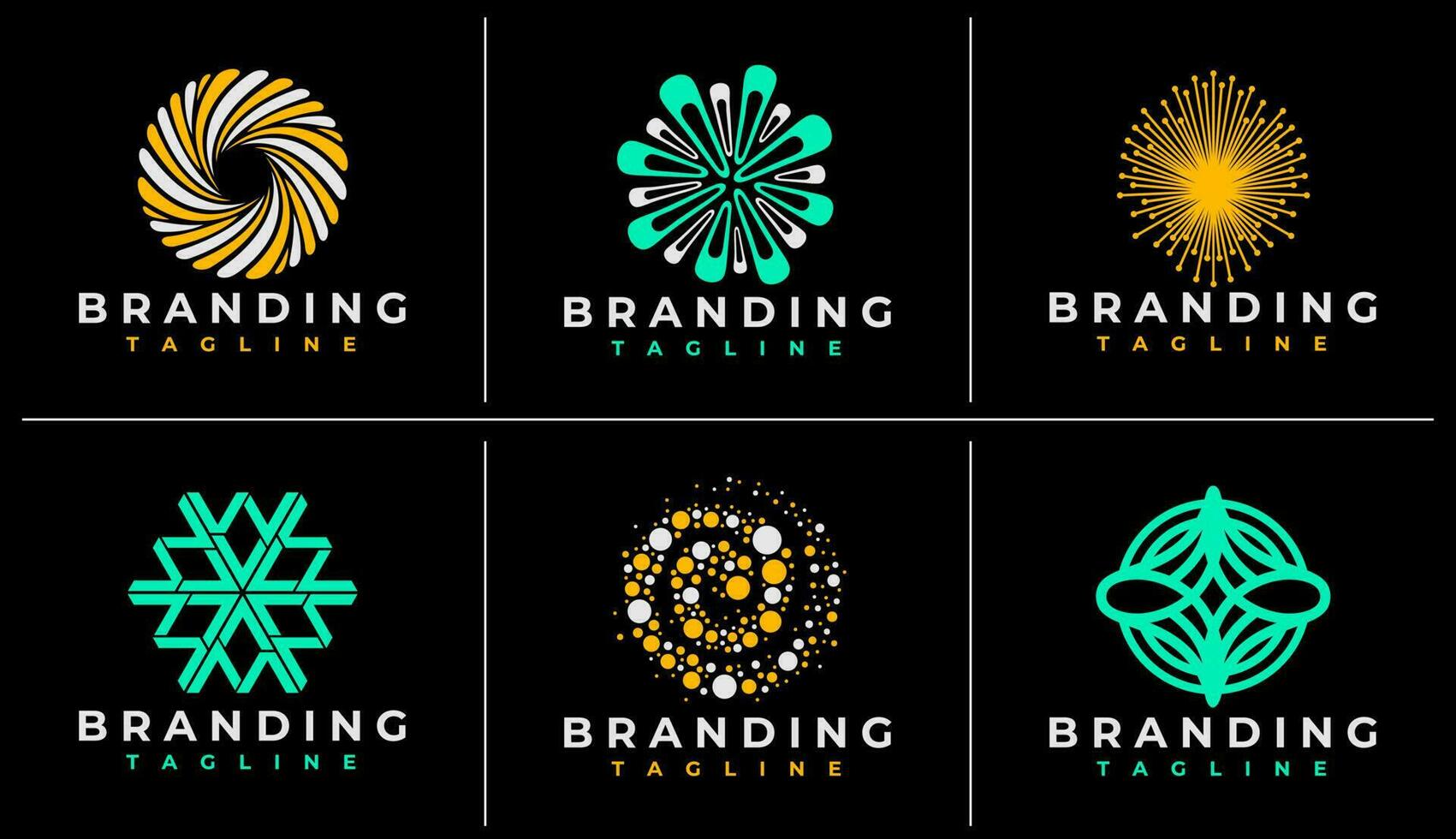 Modern abstract shape logo design bundle. Digital spark line abstract logo brand. vector