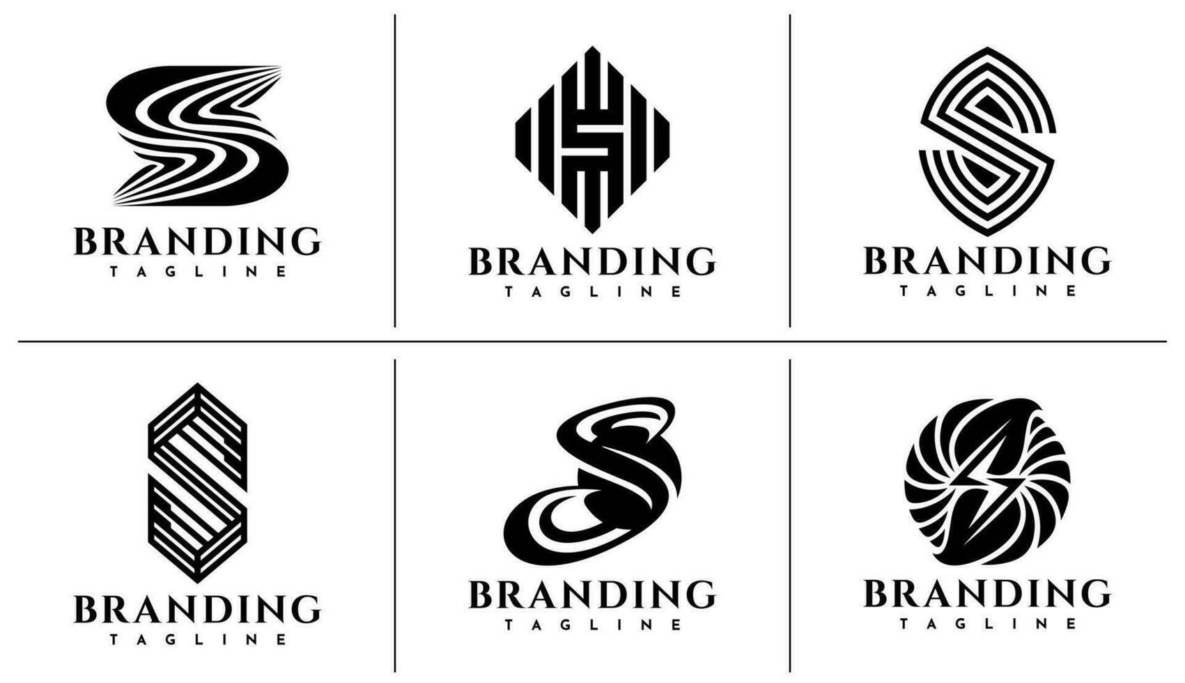 Minimalist geometric line letter S logo design set. Business initial S logo. vector