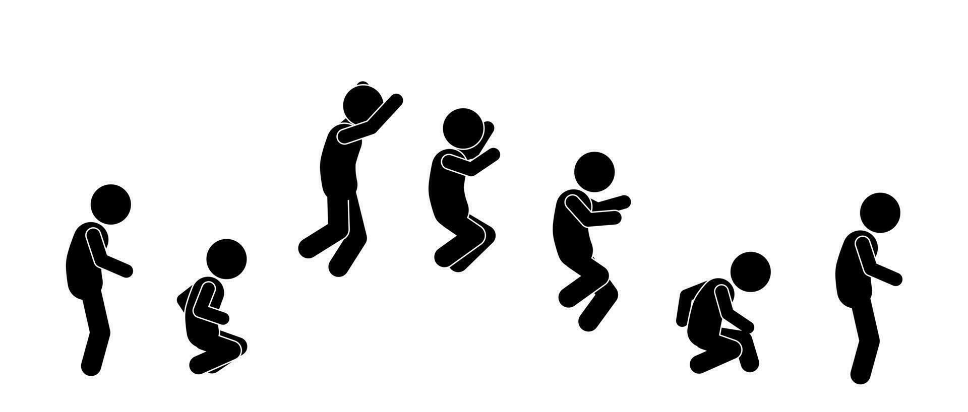 illustration of a man jumping.frame by frame. stick figure vector