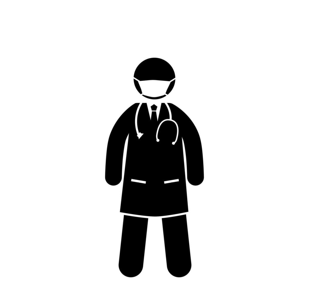 Illustration of doctors and nurses characters wearing masks. Vector. stick figure vector