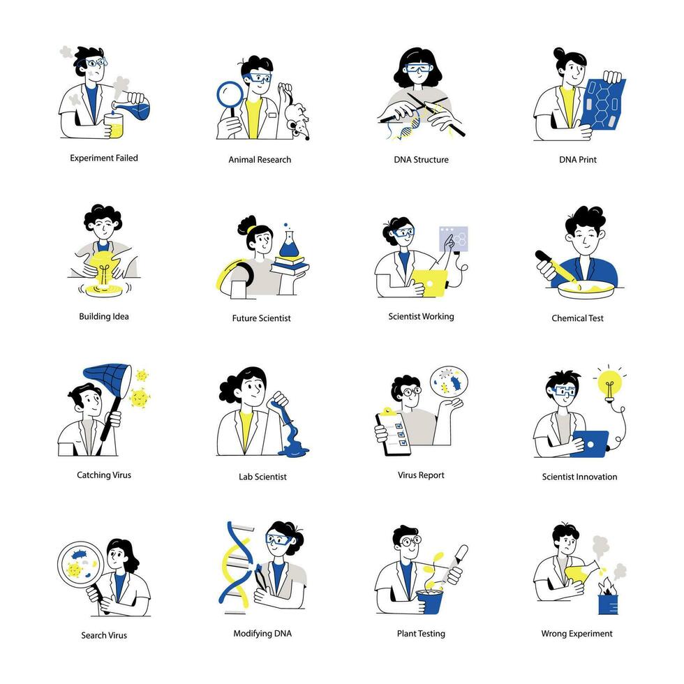 Pack of Scientist Hand Drawn Illustrations vector