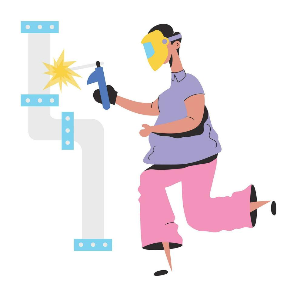 Trendy Welder Concepts vector