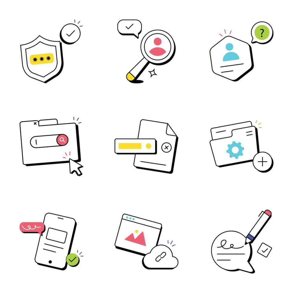 Set of Website Services Hand Drawn Icons vector