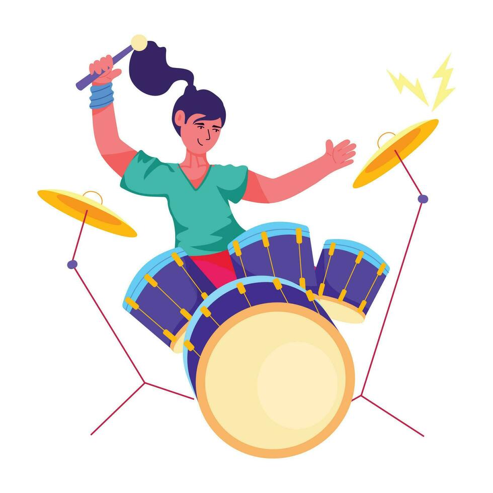 Trendy Drum Player vector