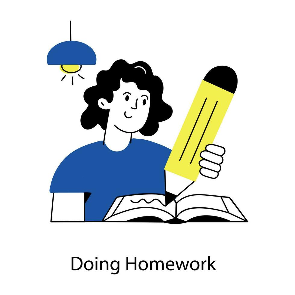 Trendy Doing Homework vector