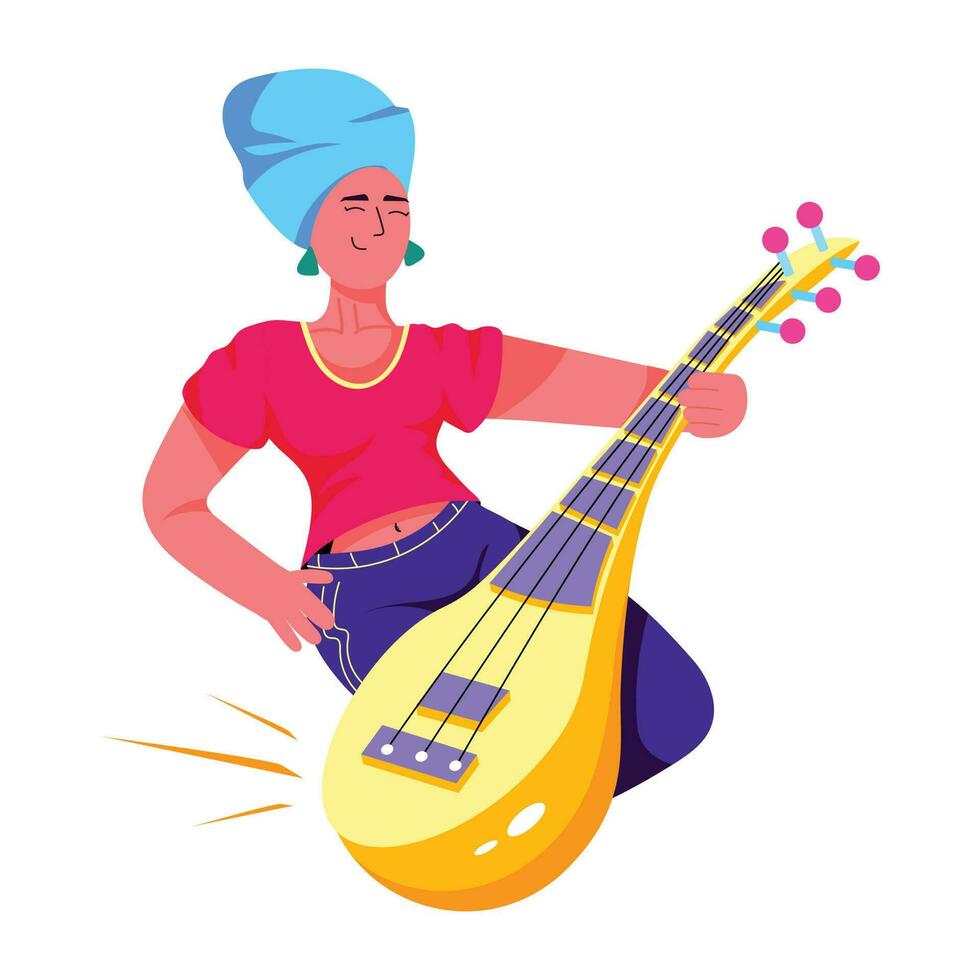 Trendy Sitarist Concepts vector
