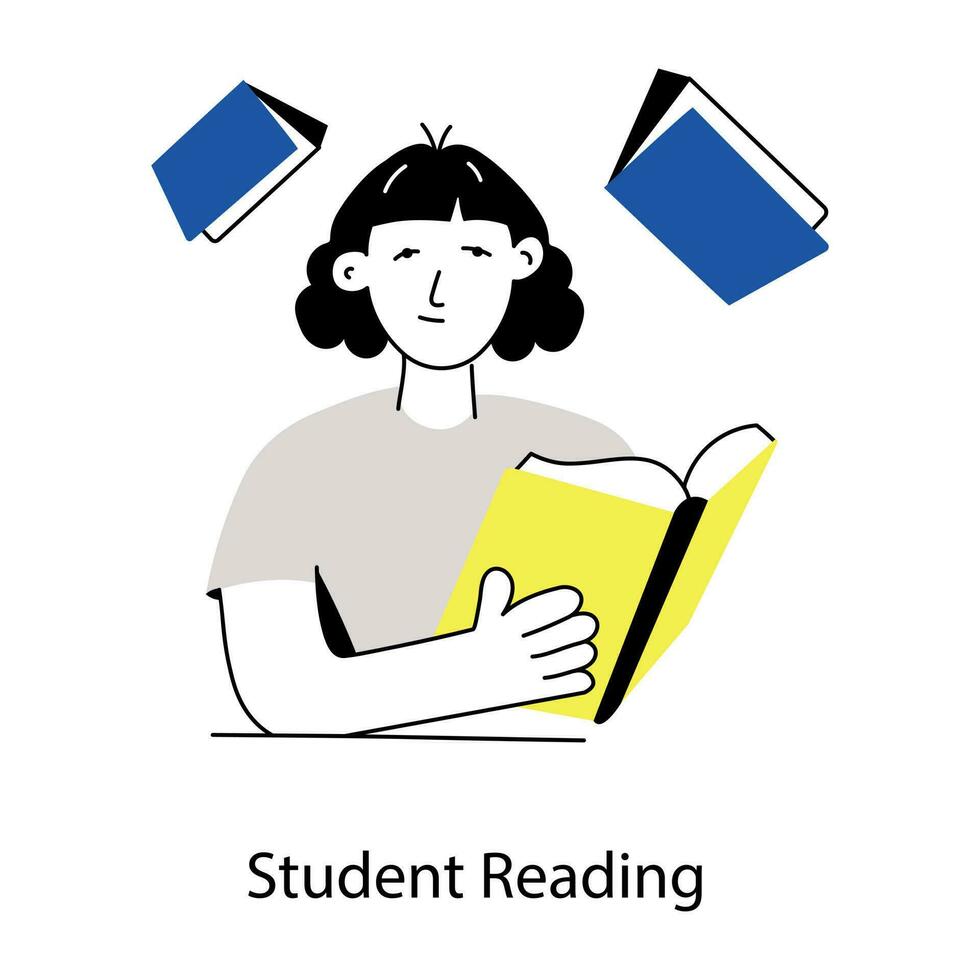 Trendy Student Reading vector