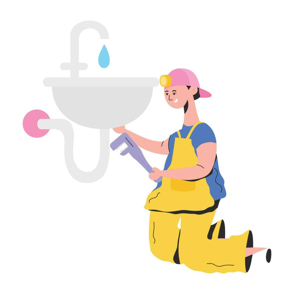 Trendy Plumber Concepts vector