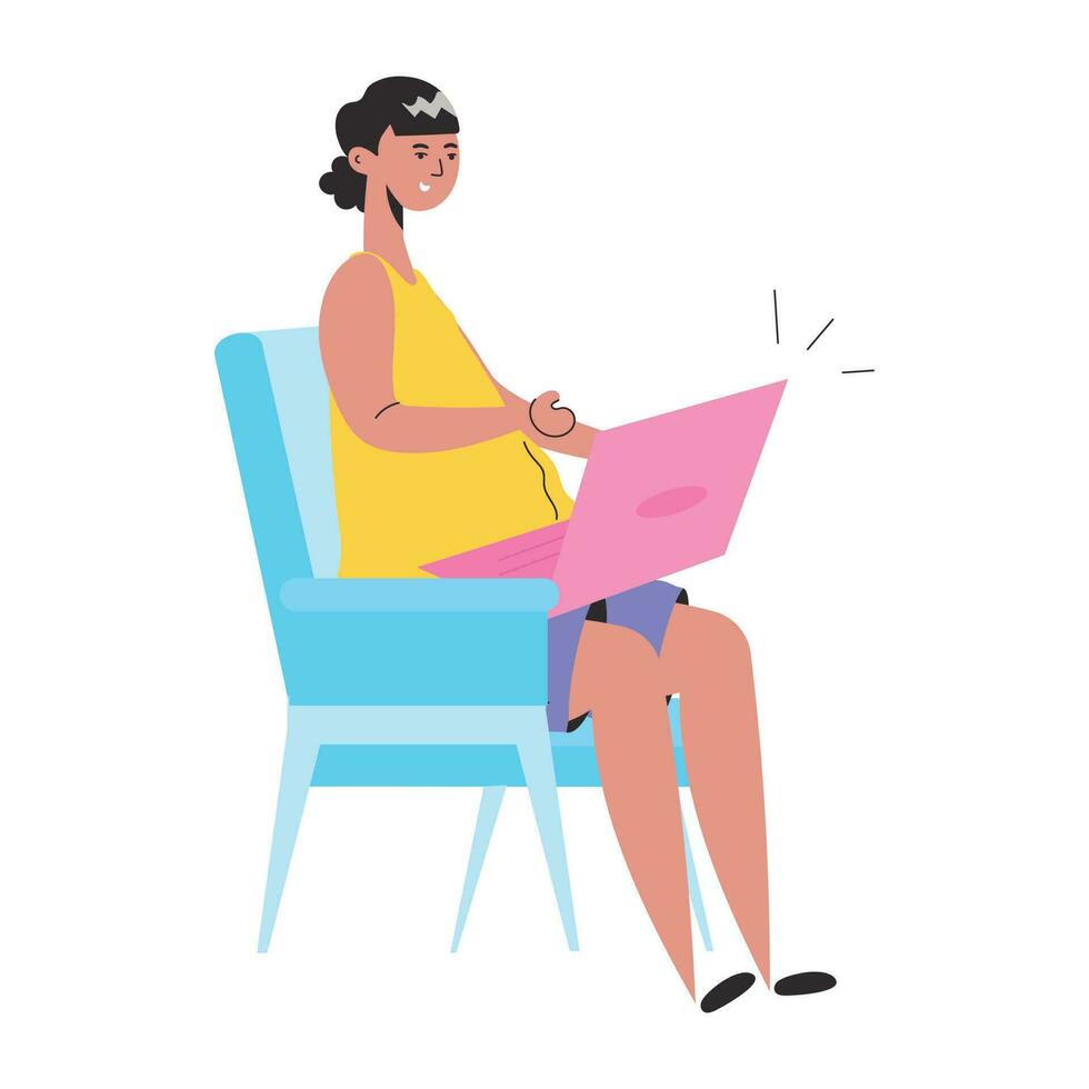 Trendy Remote Working vector