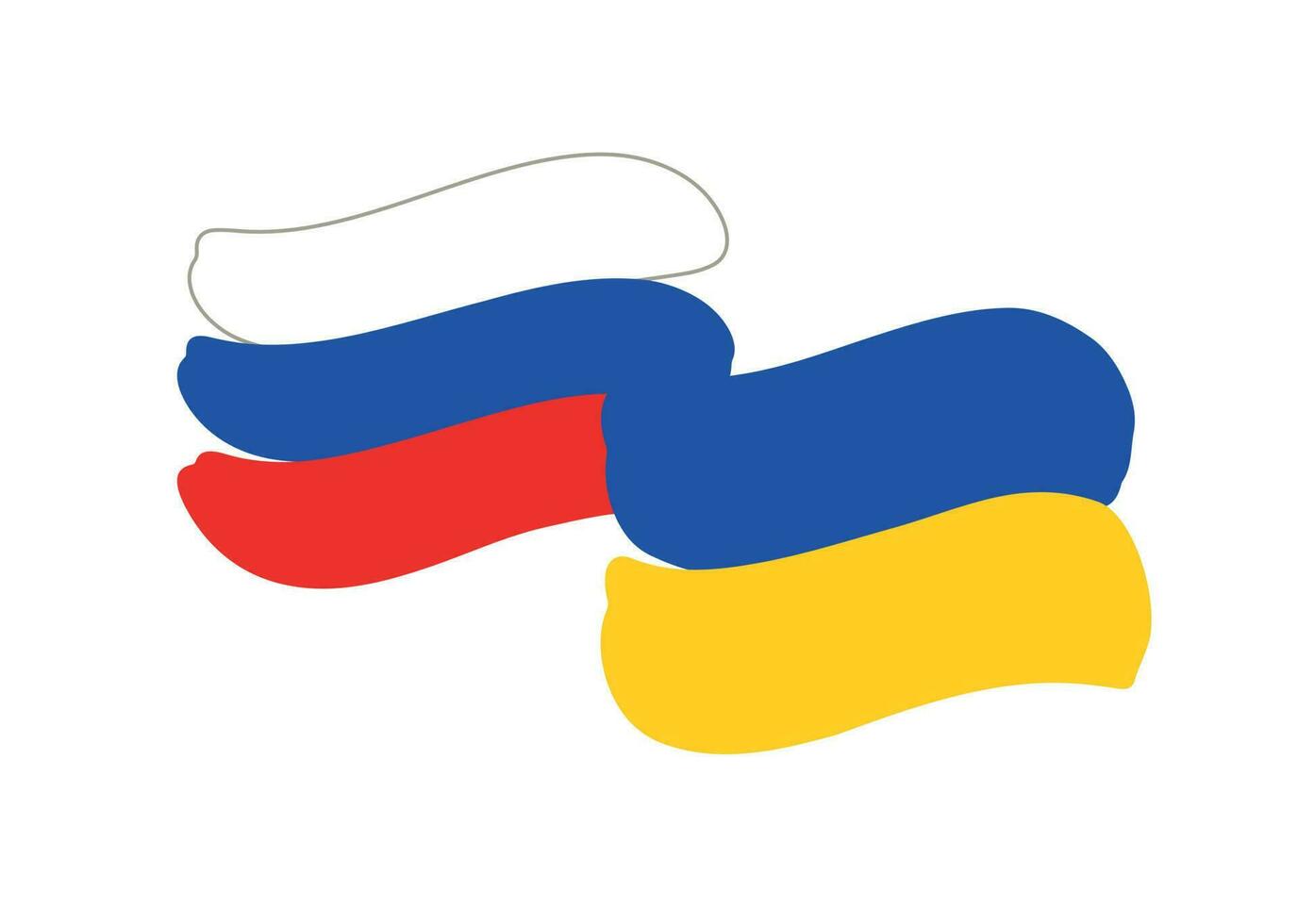 Flags of Ukraine and Russia together.Friendship and peace between Ukraine and Russia.Globe world.Vector illustration.Doodle style. vector