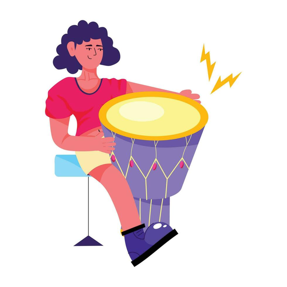 Trendy Djembe Player vector