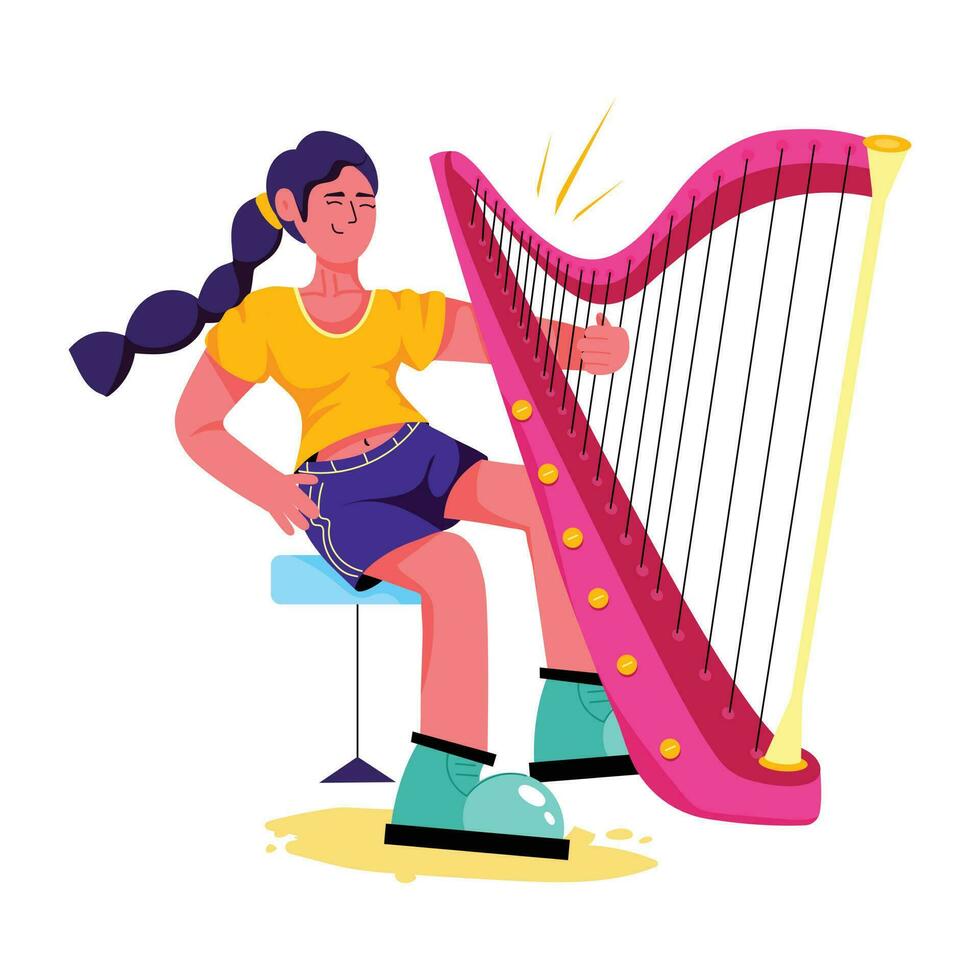 Trendy Harpist Concepts vector