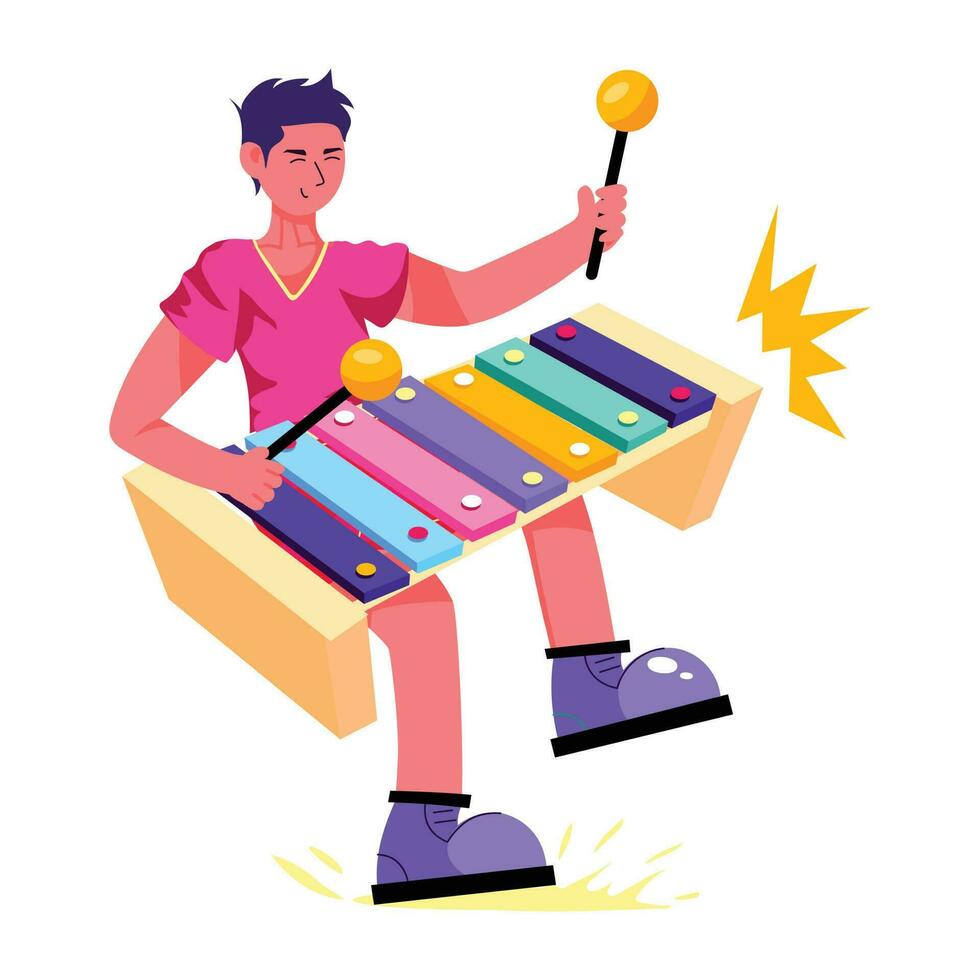 Trendy Xylophonist Concepts vector