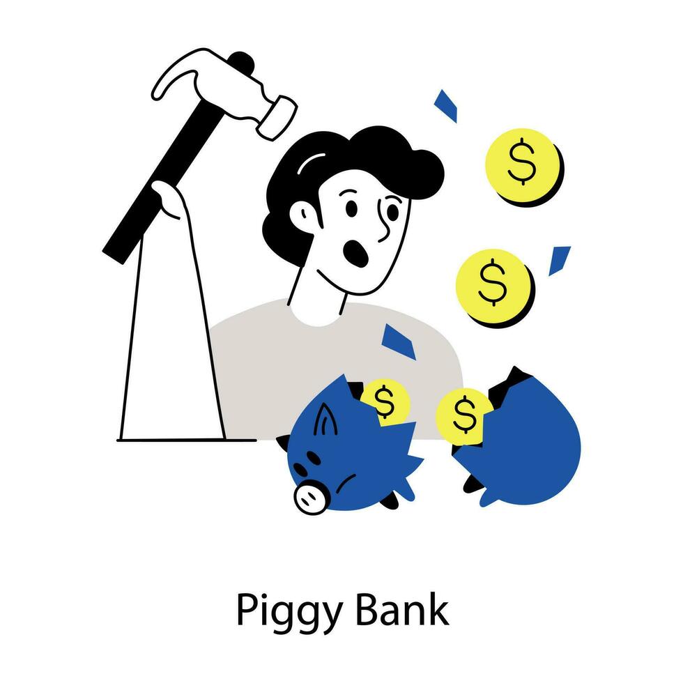 Trendy Piggy Bank vector