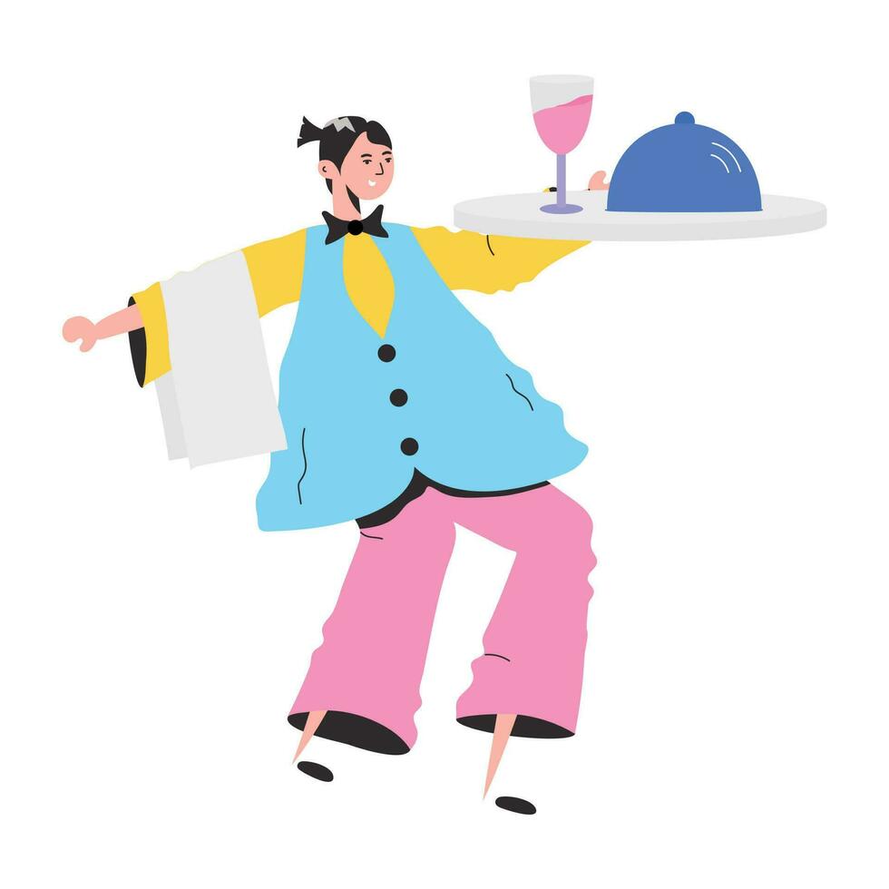 Trendy Cafe Waiter vector