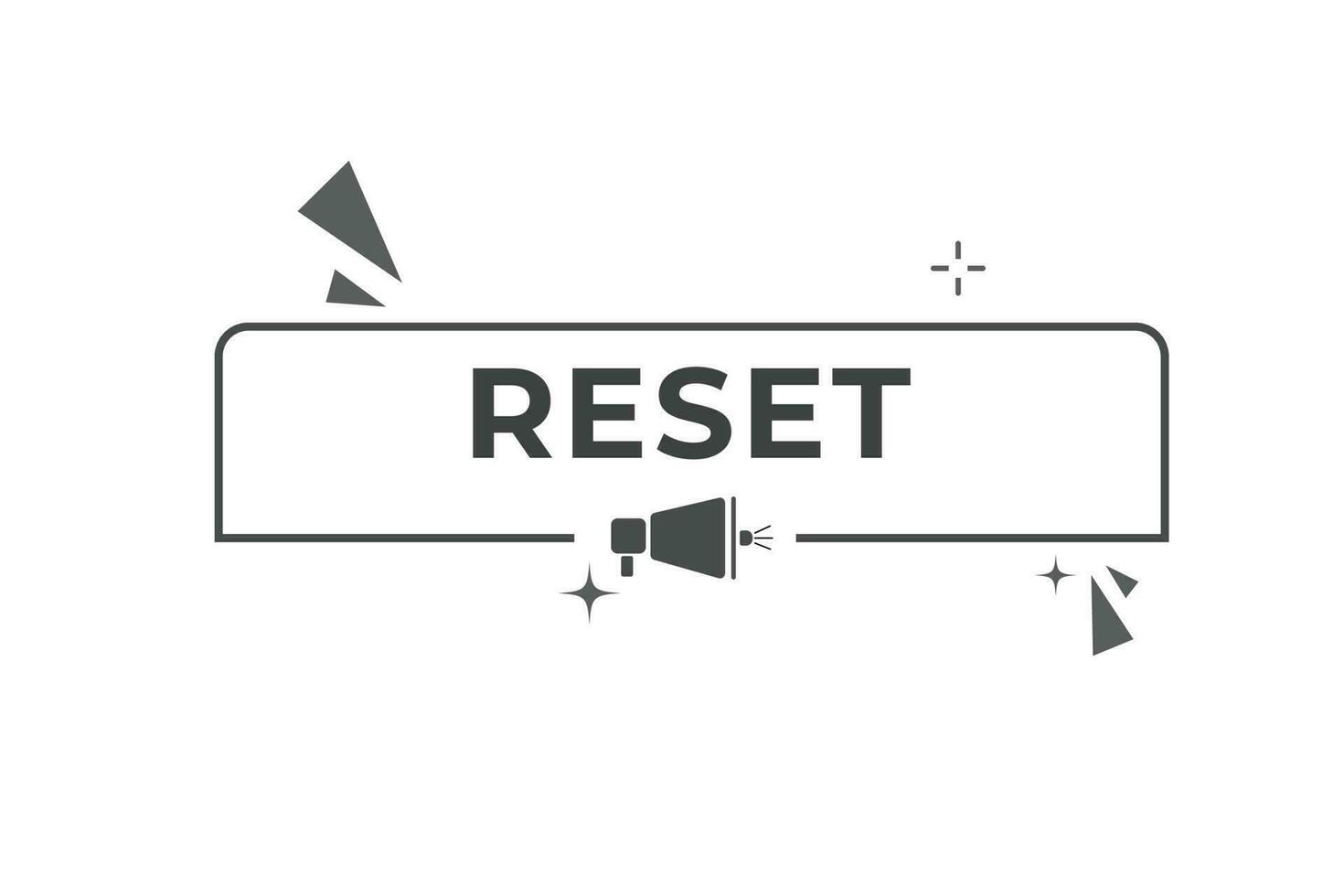 Reset Button. Speech Bubble, Banner Label Reset vector