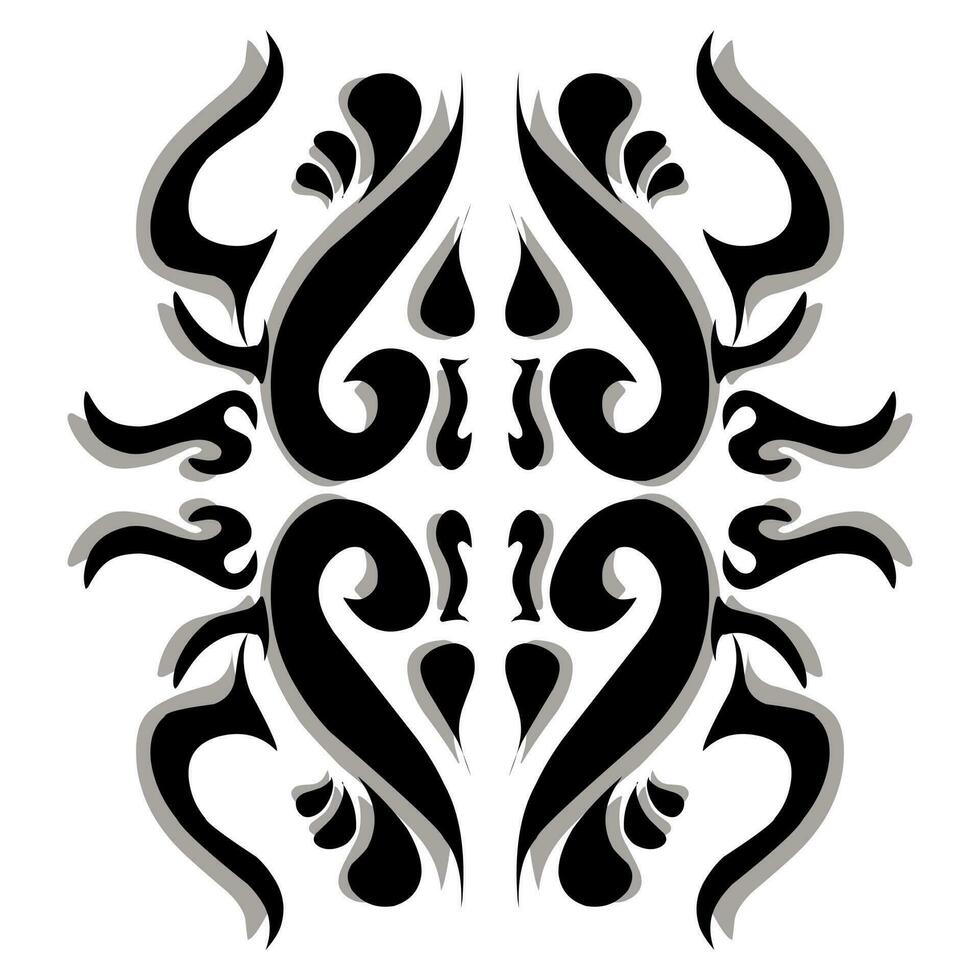 Illustration of black tribal tattoo drawing with gray shading vector