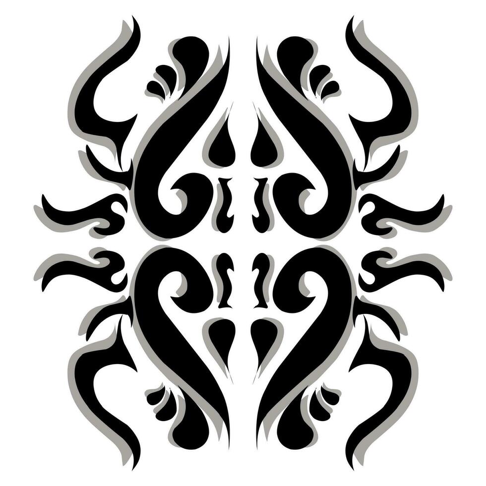 Illustration of black tribal tattoo drawing with gray shading vector