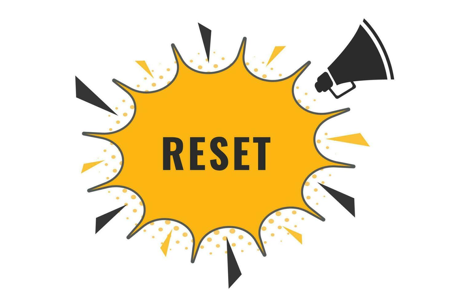 Reset Button. Speech Bubble, Banner Label Reset vector