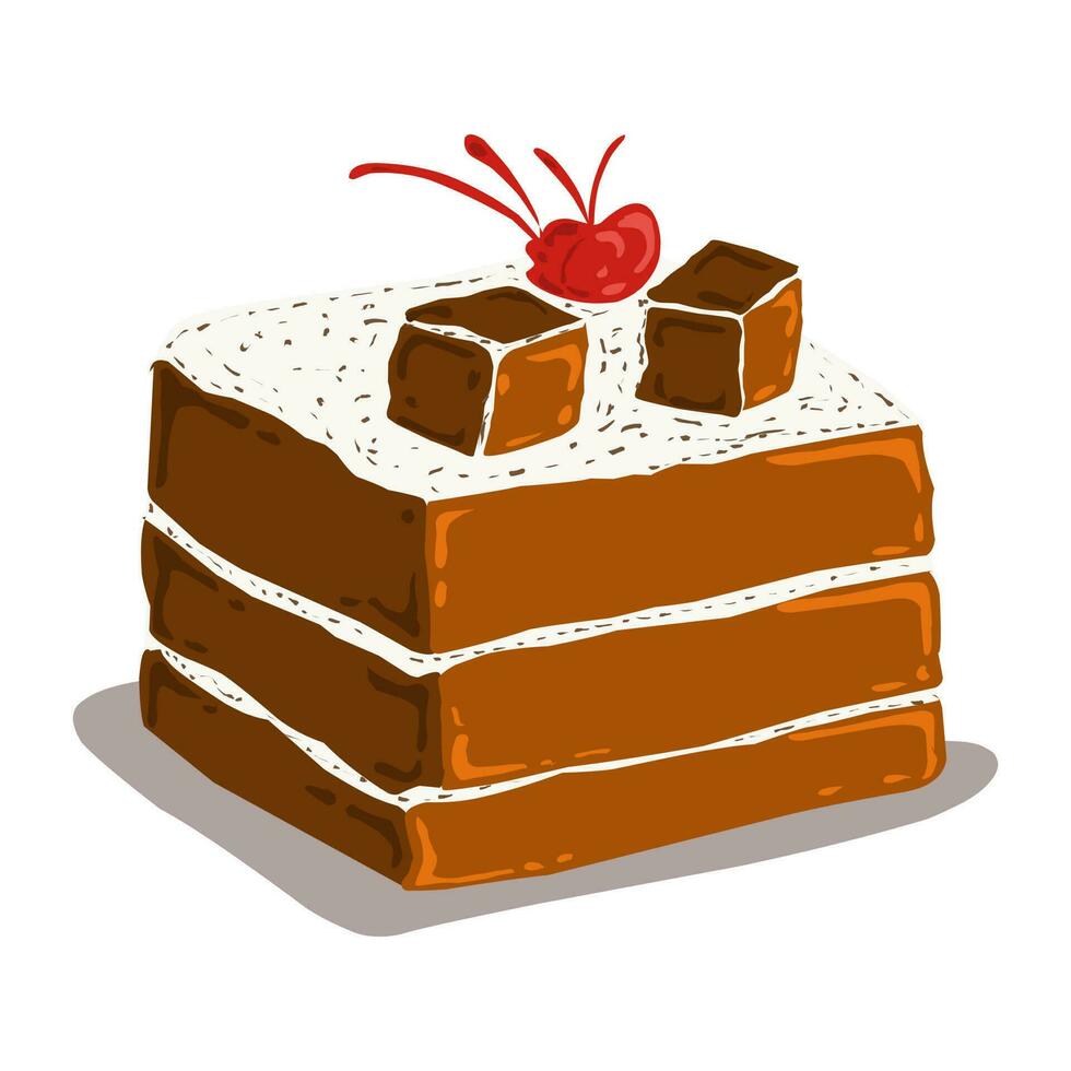 Illustration of a piece of chocolate cake vector