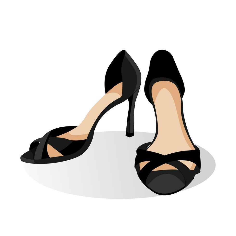 Womens high heel summer black shoes isolated on white background vector