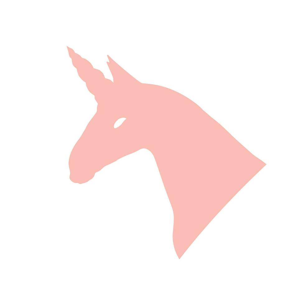 Unicorn horse animal silhouette shadow shape isolated on white background. Pink simple print. vector