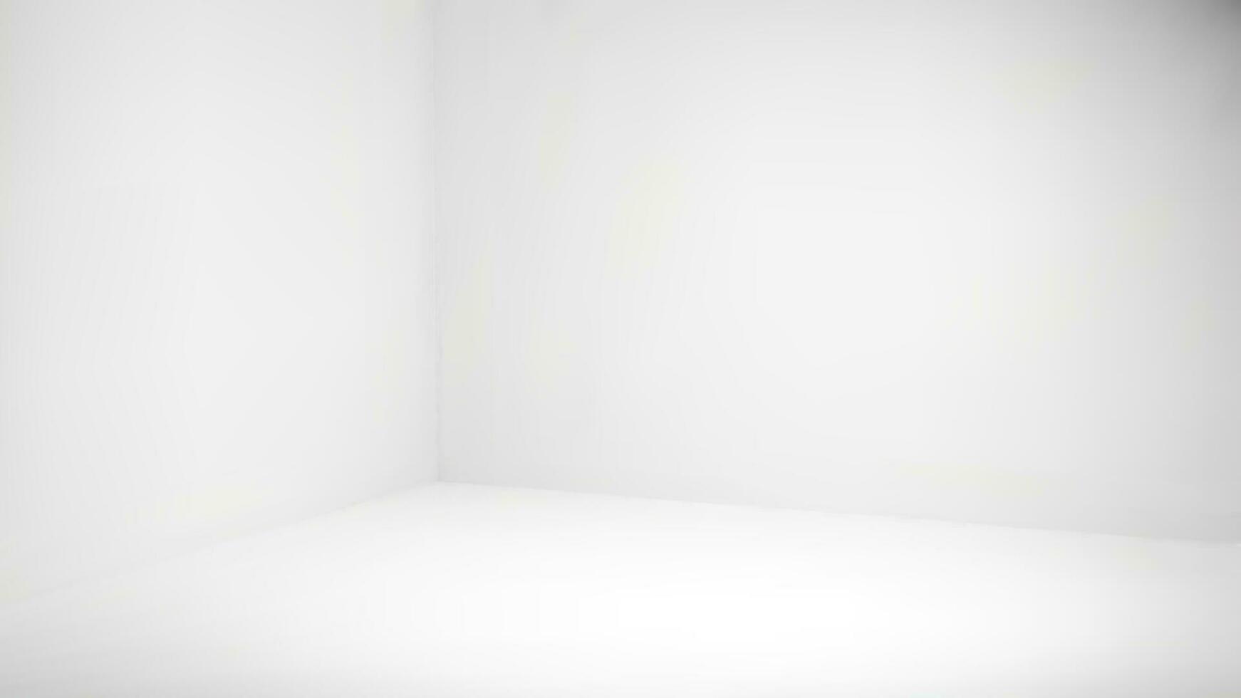 3d white empty corner studio room vector background. Perspective floor and wall abstract product display blank lightbox illustration. Cube photostudio interior platform space view banner template.