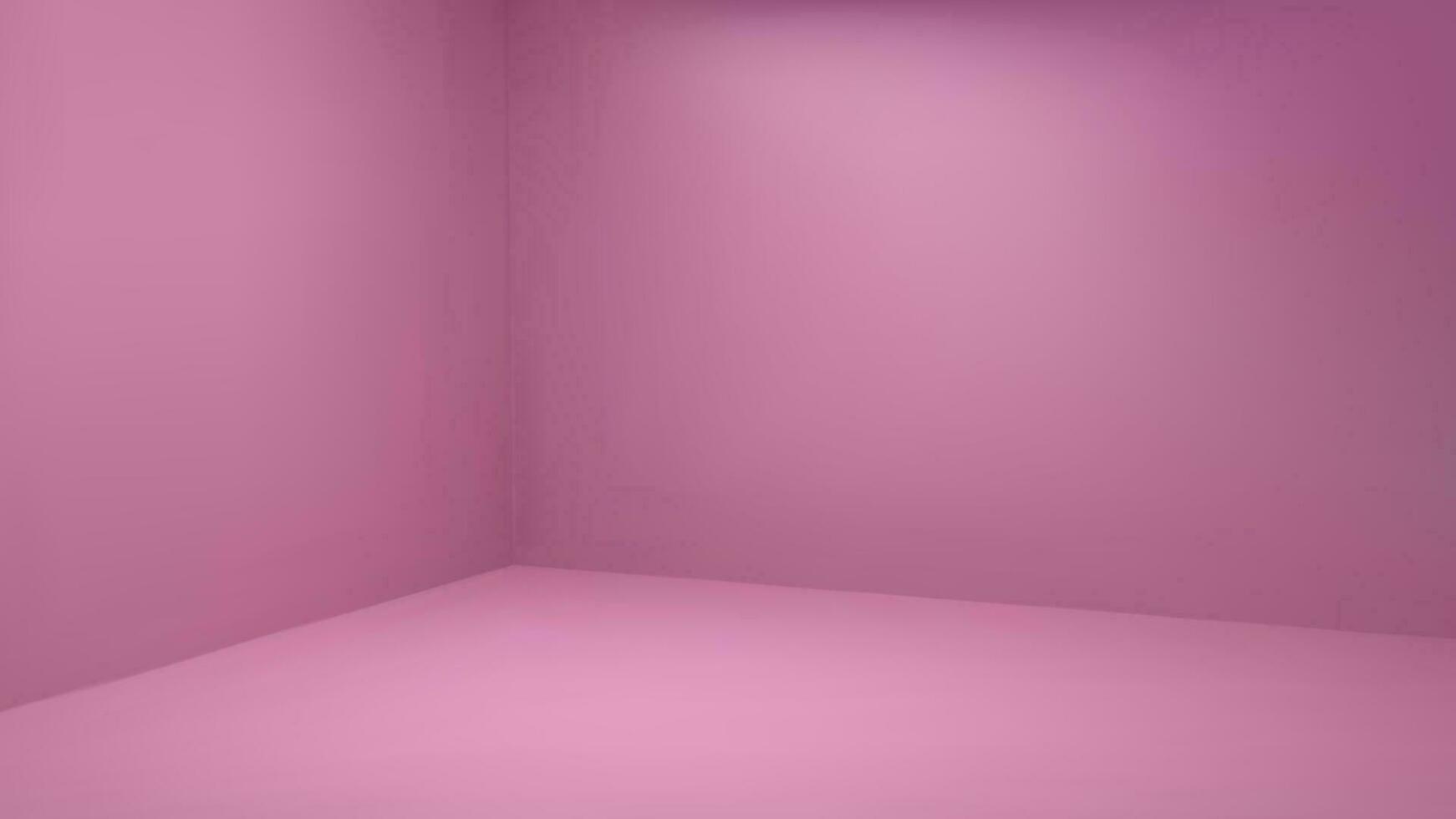 Pink corner studio room with empty floor for product display vector backdrop. 3d render angle interior presentation mock up template. Clean modern shoot decoration for portfolio advertising