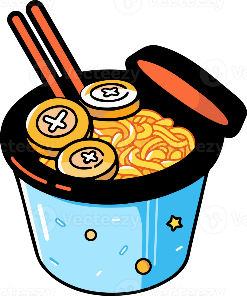 Hand Drawn instant noodles in doodle style png