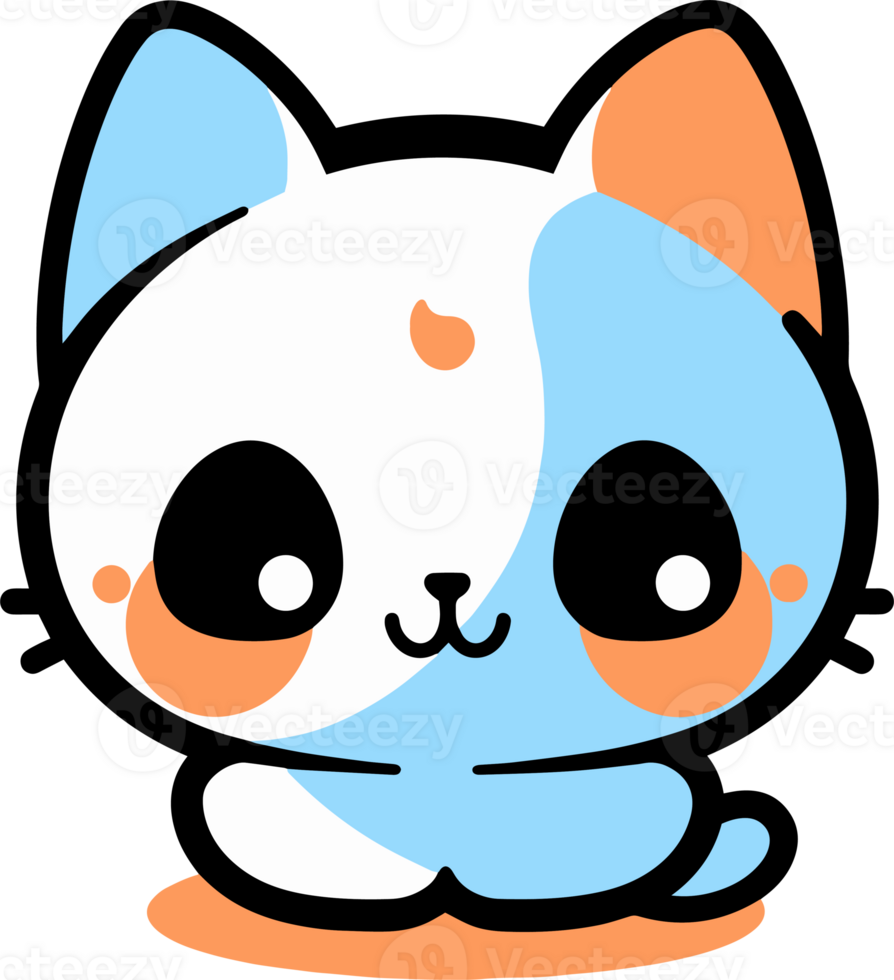 Hand Drawn cute cat in doodle style png