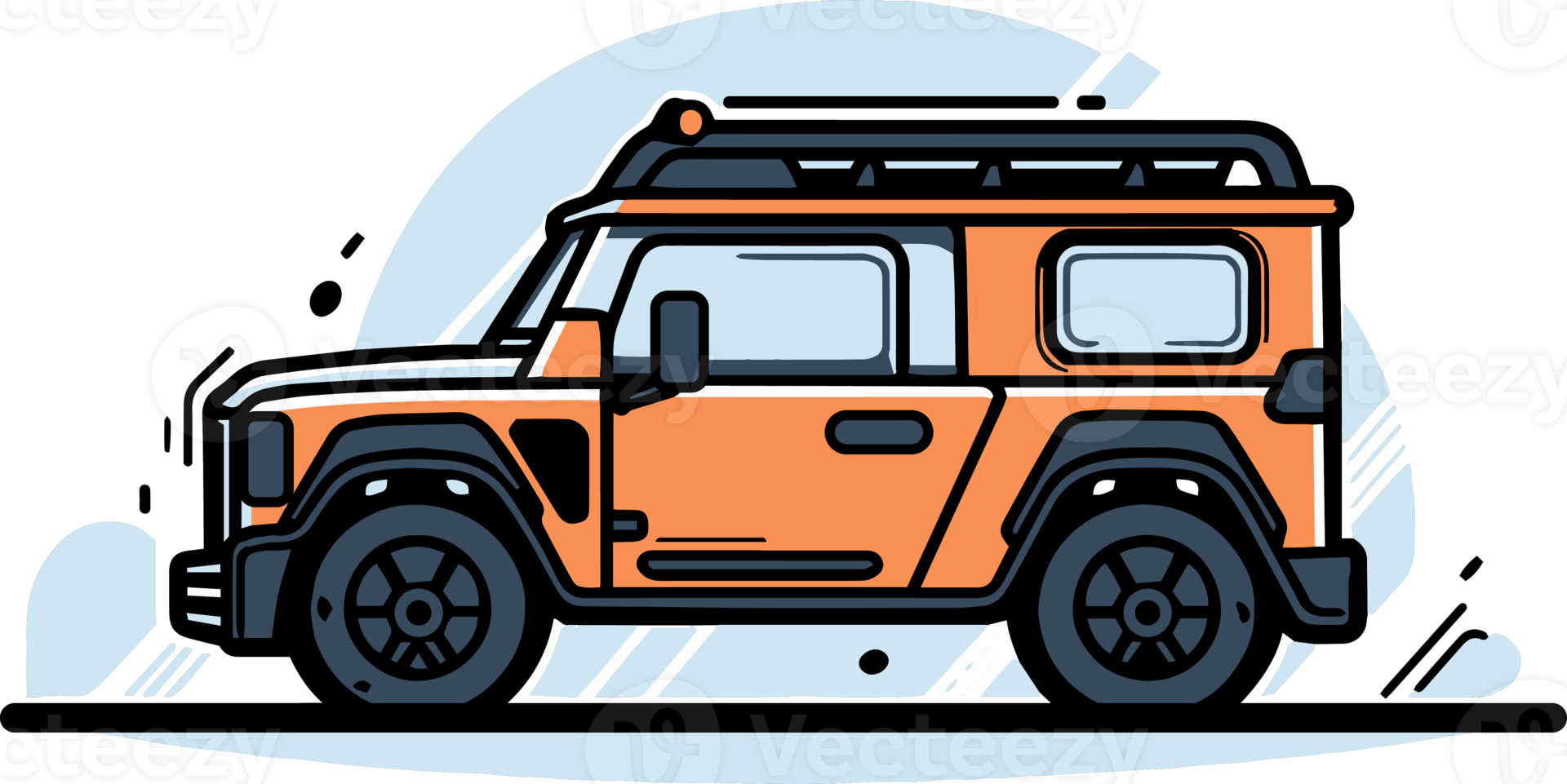 SUV car in flat line art style png