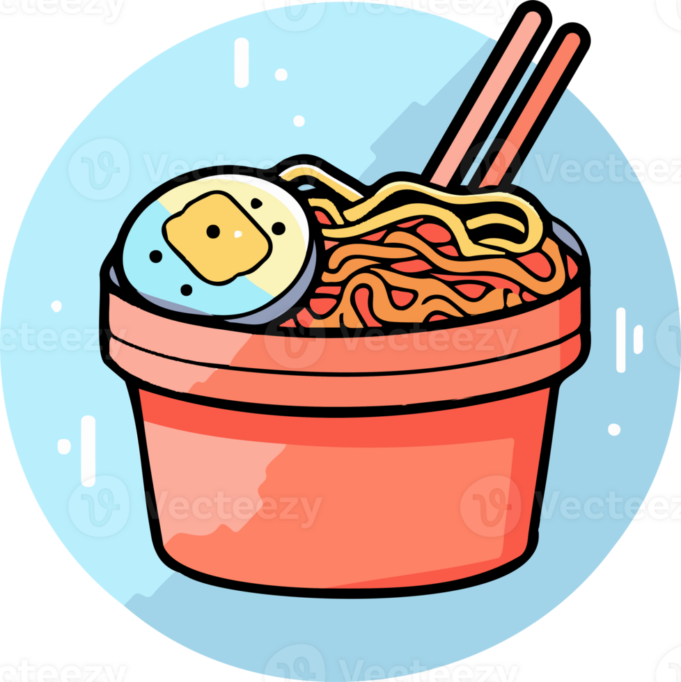 Hand Drawn instant noodles in doodle style png