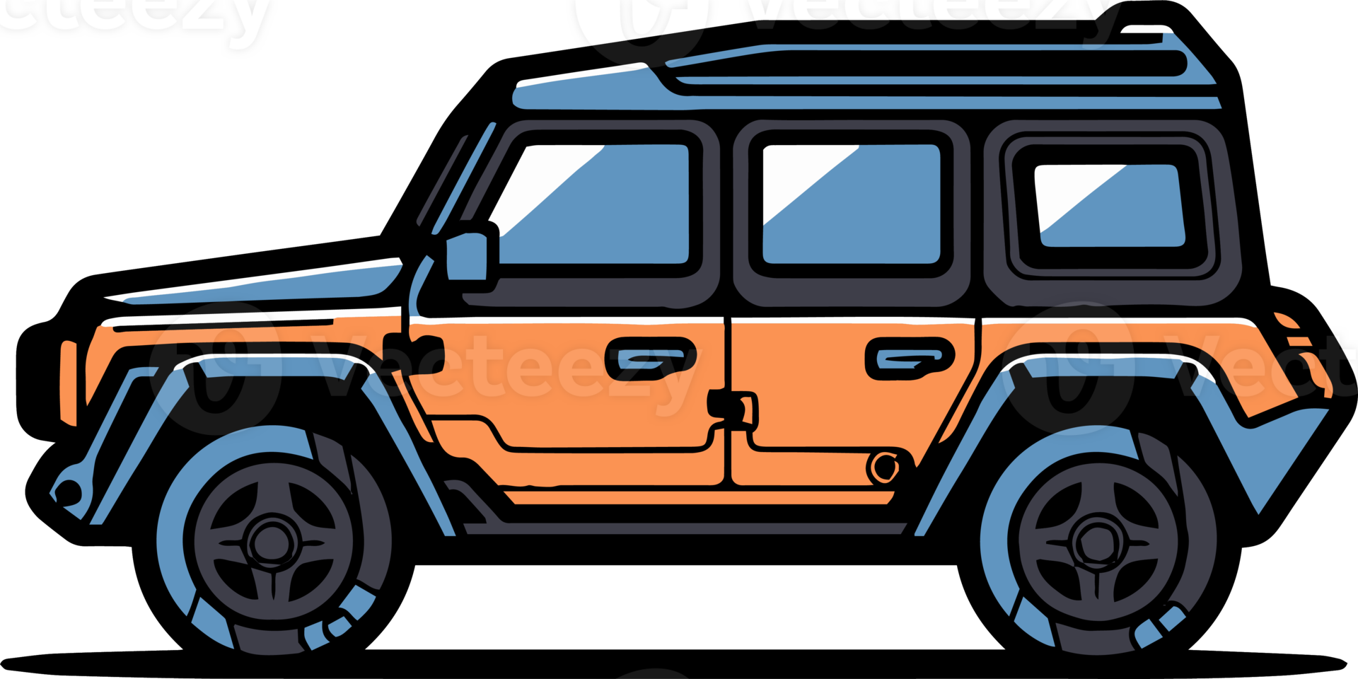 SUV car in flat line art style png