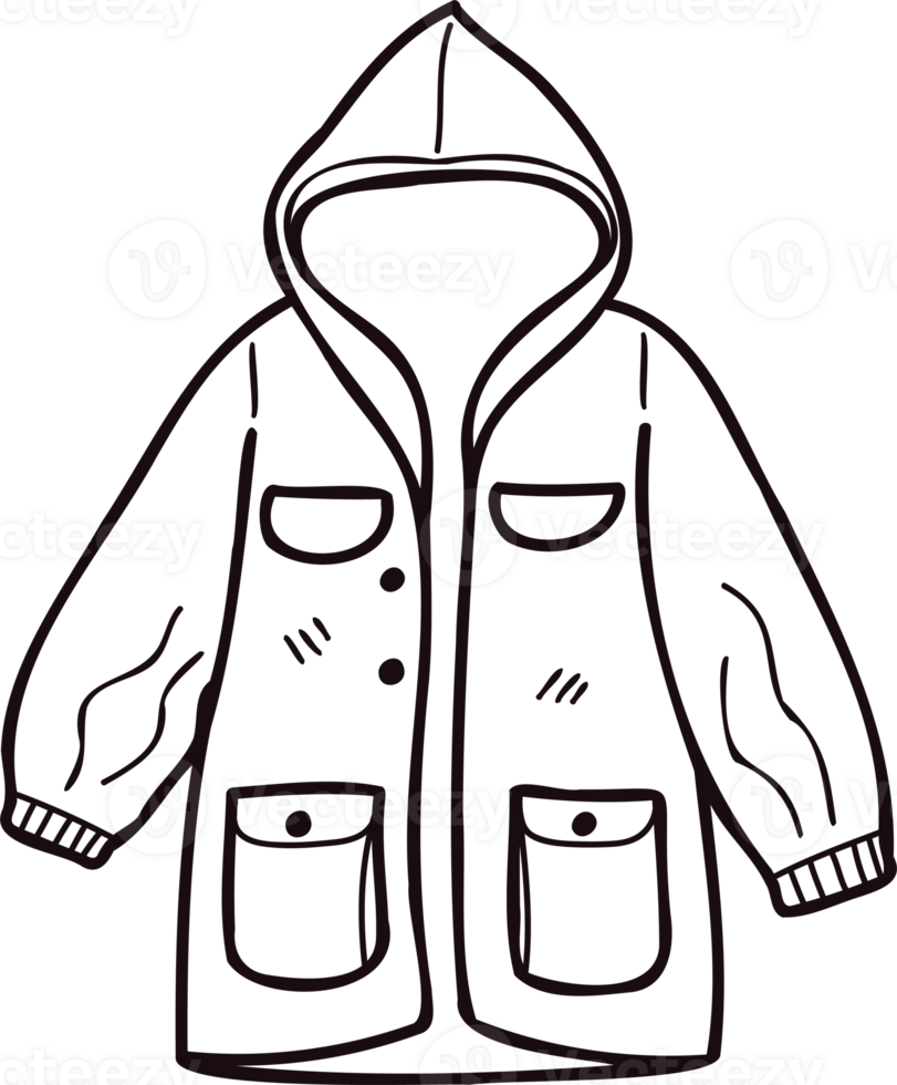 Hand Drawn cute raincoat in doodle style png